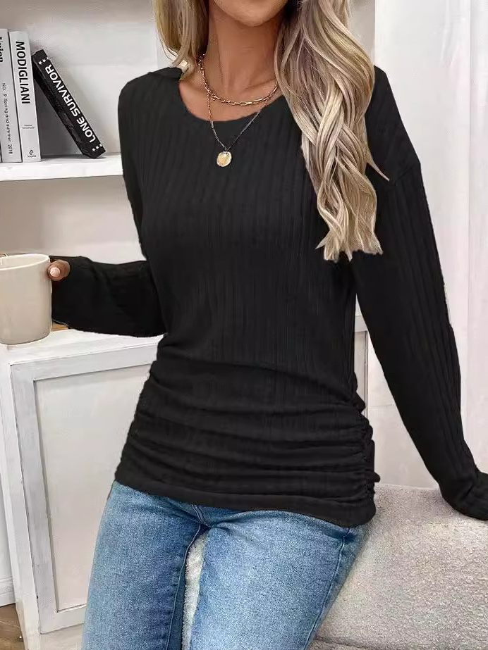 Plain Jersey Loose Casual Blouse