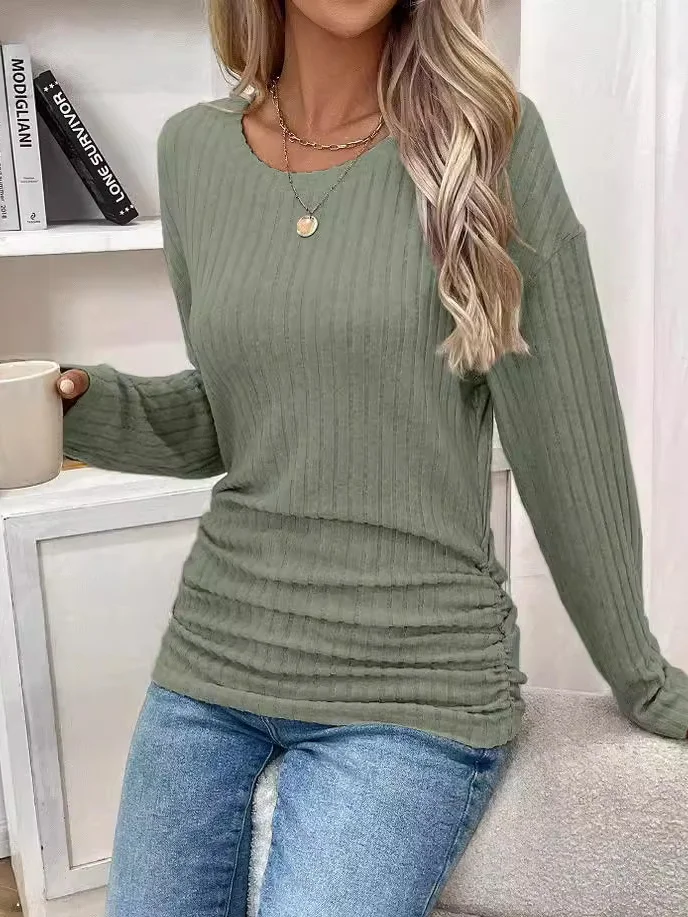 Plain Jersey Loose Casual Blouse