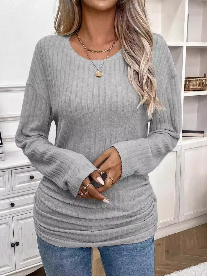 Plain Jersey Loose Casual Blouse