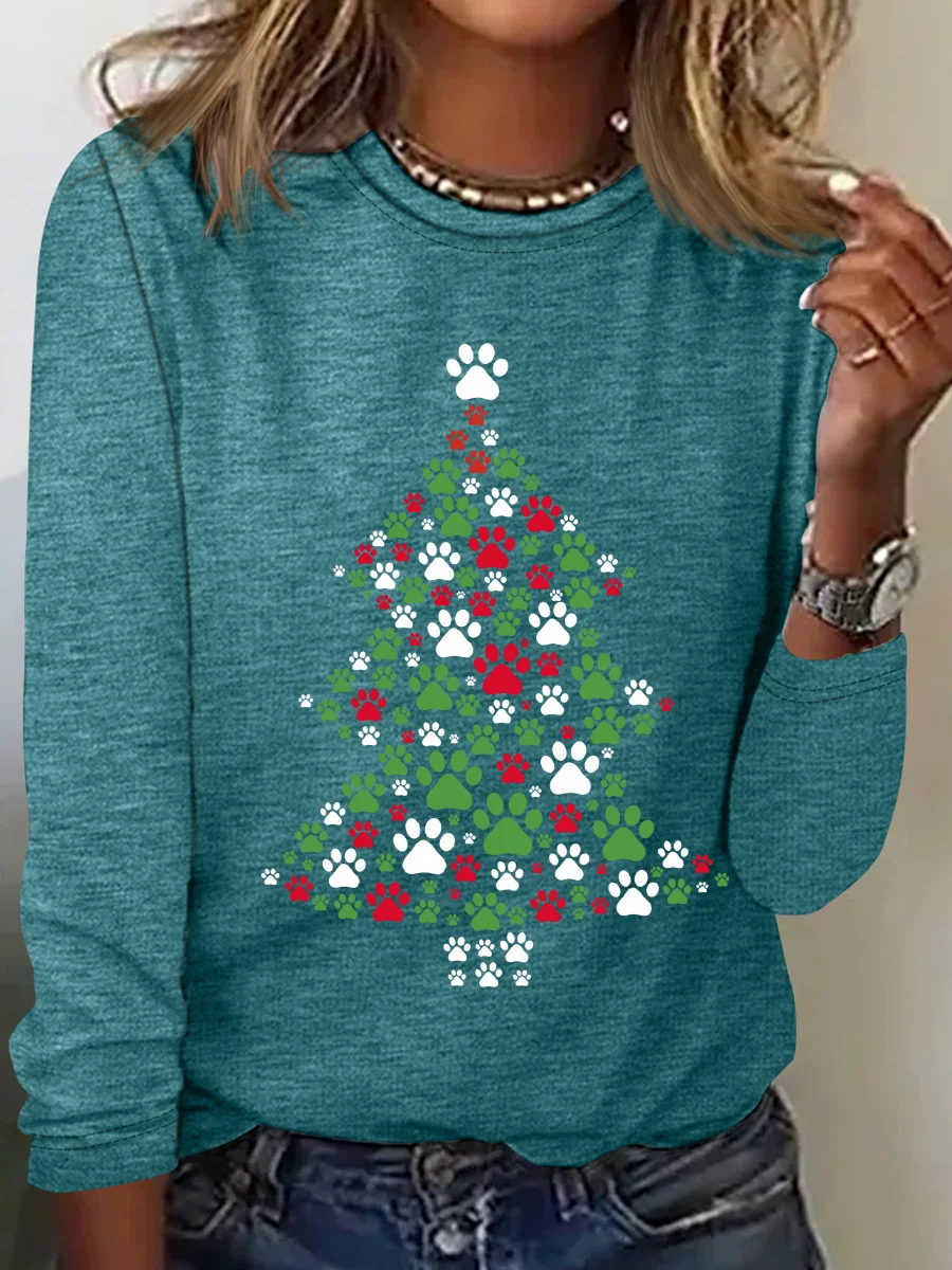 Christmas Dog Casual Long Sleeve Shirt