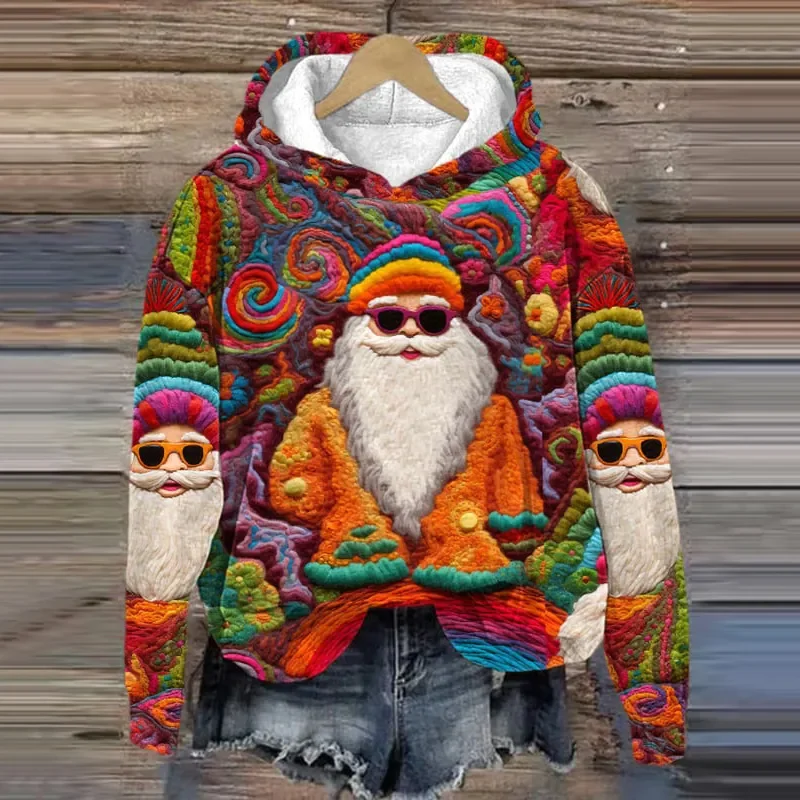 Cotton Casual Santa Claus Hoodie Hoodie