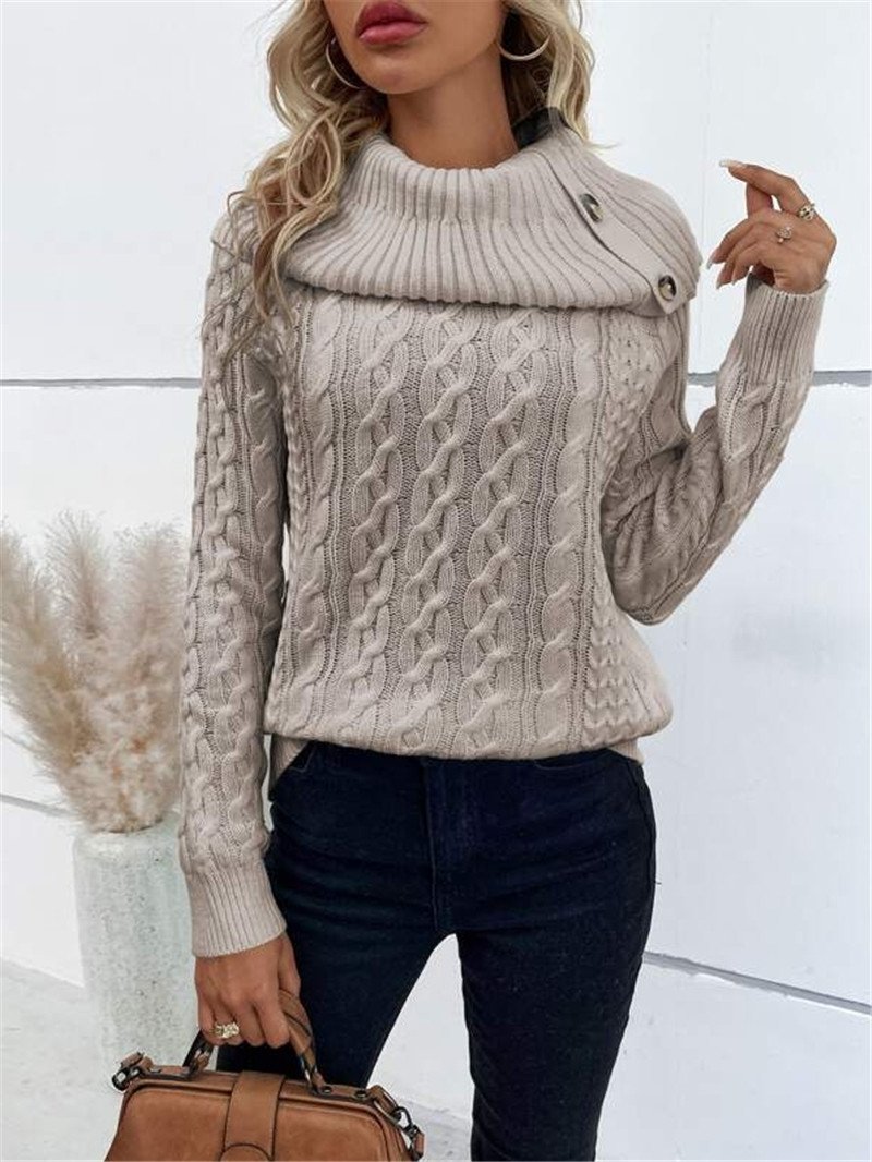 Turtleneck Casual Loose Yarn/Wool Yarn Sweater