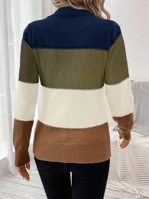 Yarn/Wool Yarn Casual Loose Striped Sweater