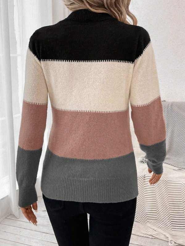 Yarn/Wool Yarn Casual Loose Striped Sweater