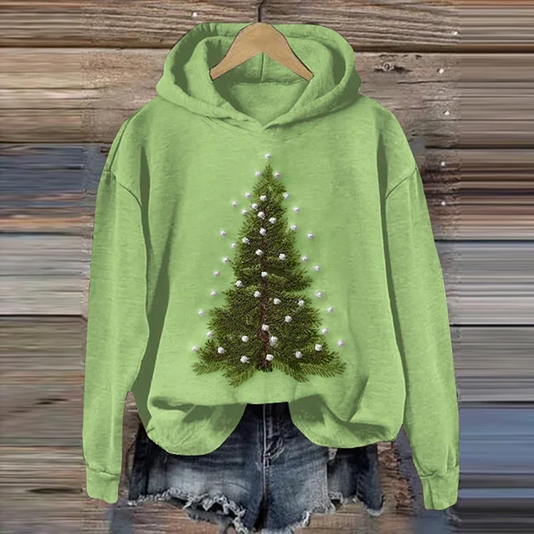 Christmas Tree Casual Loose Cotton Hoodie