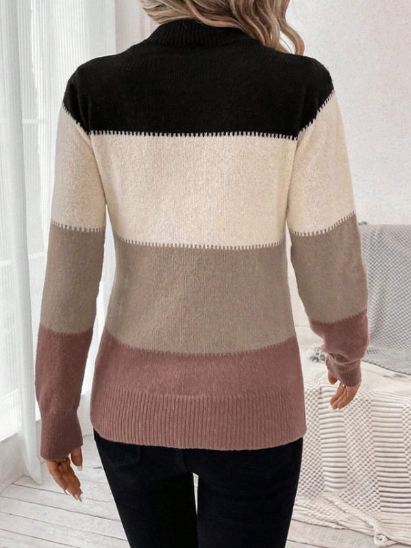 Yarn/Wool Yarn Casual Loose Striped Sweater