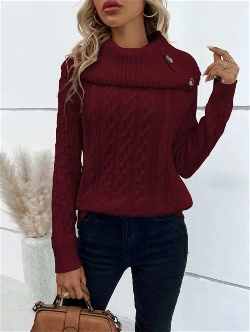 Turtleneck Casual Loose Yarn/Wool Yarn Sweater