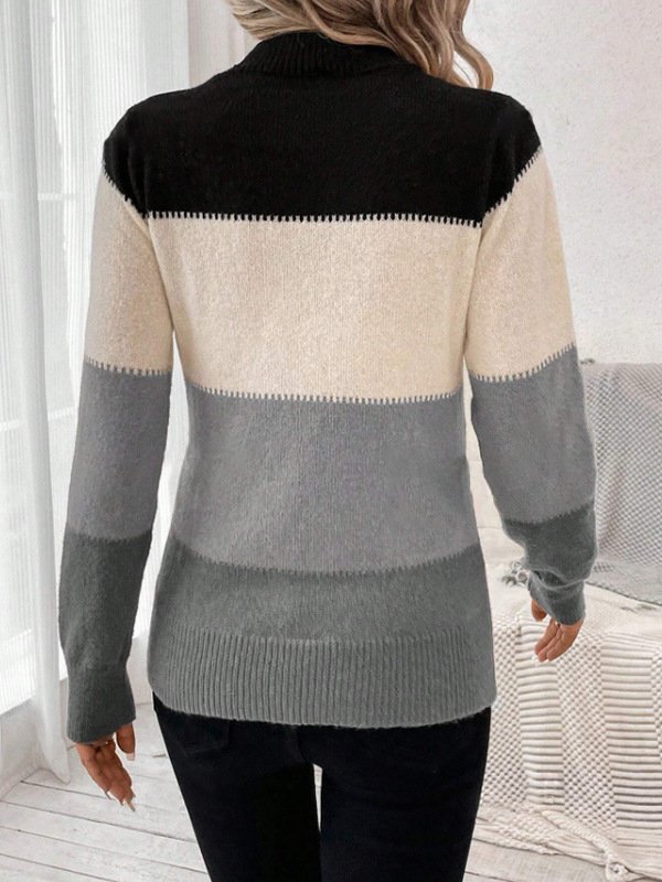 Yarn/Wool Yarn Casual Loose Striped Sweater