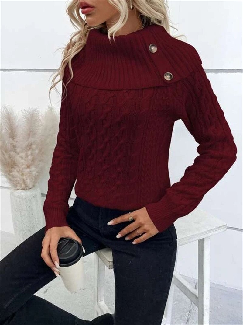 Turtleneck Casual Loose Yarn/Wool Yarn Sweater