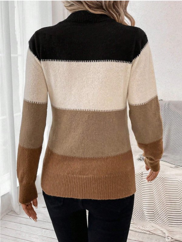 Yarn/Wool Yarn Casual Loose Striped Sweater