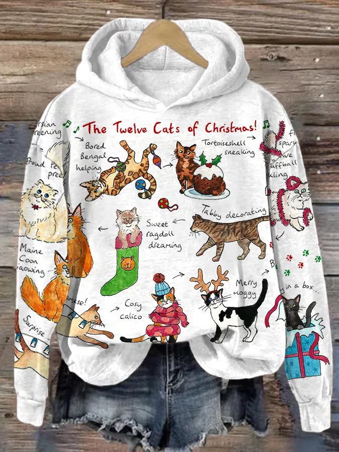 Women's The Twelve Cats Of Christmas Hoodie