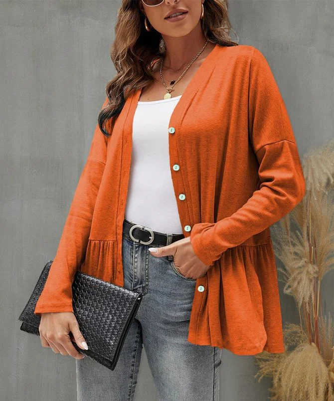 Plain Casual Crew Neck Loose Jacket