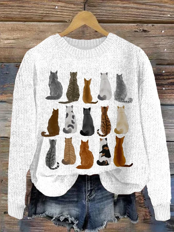 Women's Cute Cats Print Cat Lovers Casual Sweatshirt