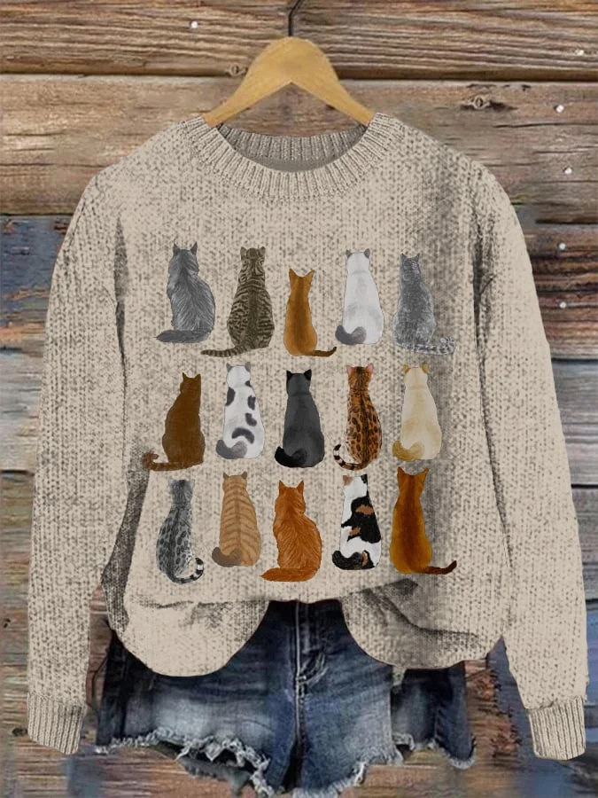 Women's Cute Cats Print Cat Lovers Casual Sweatshirt