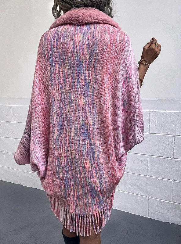 Loose Ombre Mock Neck Casual Cloak