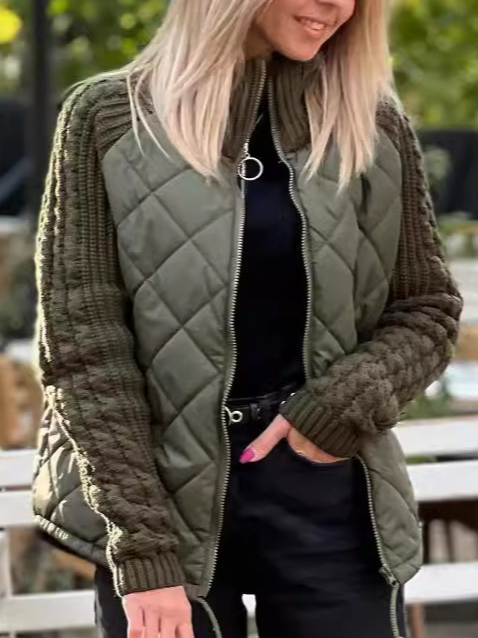 Mock Neck Loose Plain Casual Padded Jacket