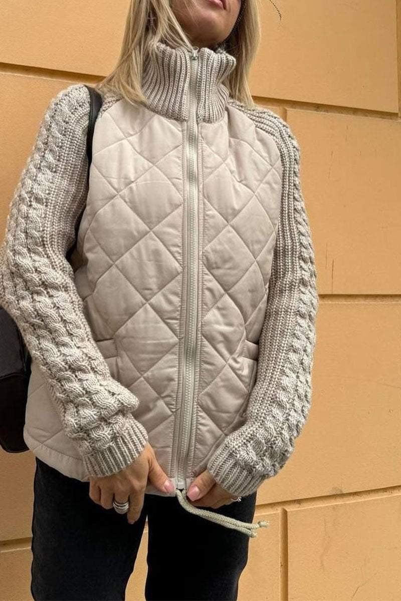 Mock Neck Loose Plain Casual Padded Jacket