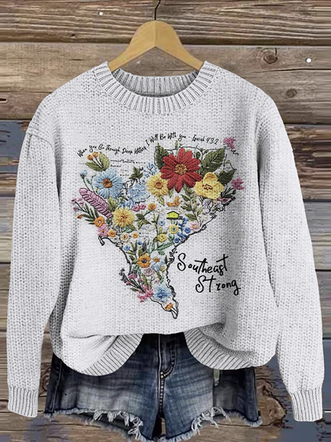 Crew Neck Maple Leaf Casual Knitted Sweater