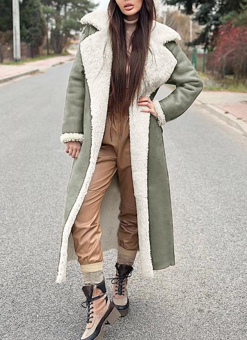 Plain Loose Shawl Collar Casual Coat