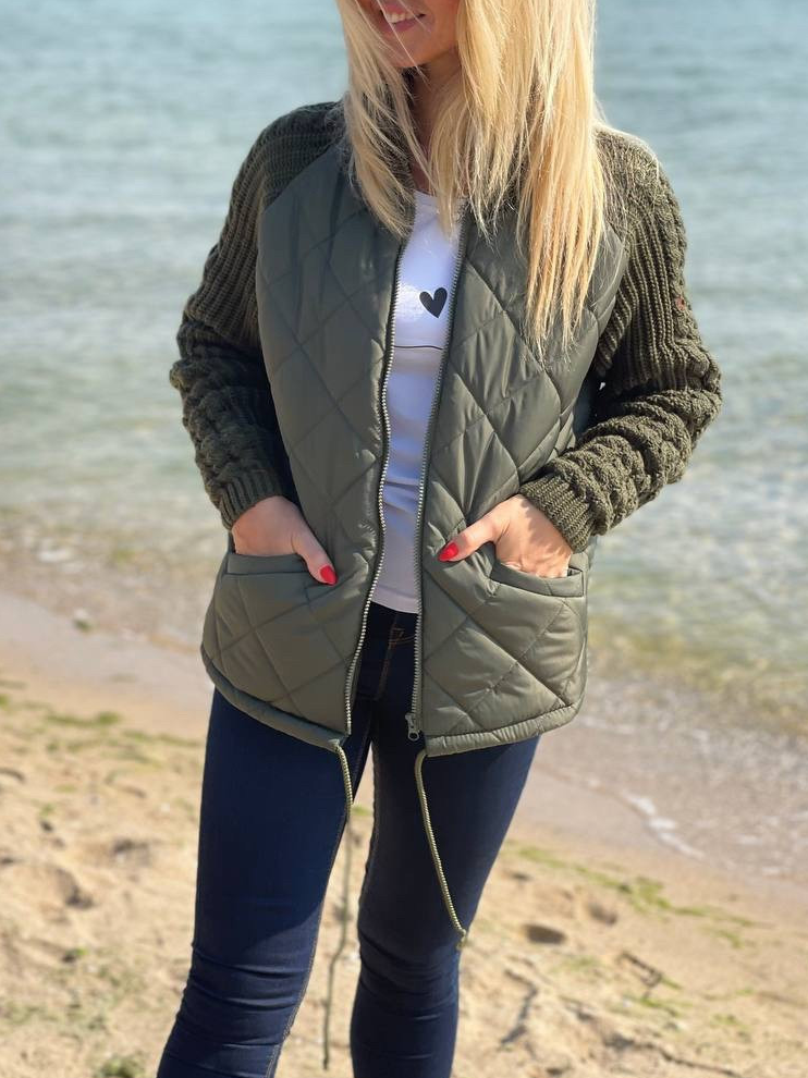 Mock Neck Loose Plain Casual Padded Jacket