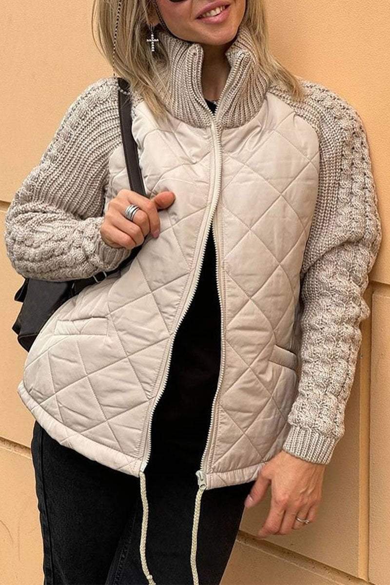 Mock Neck Loose Plain Casual Padded Jacket