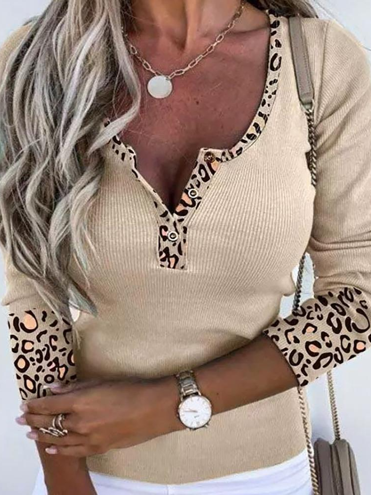 Crew Neck Jersey Plain Casual Blouse