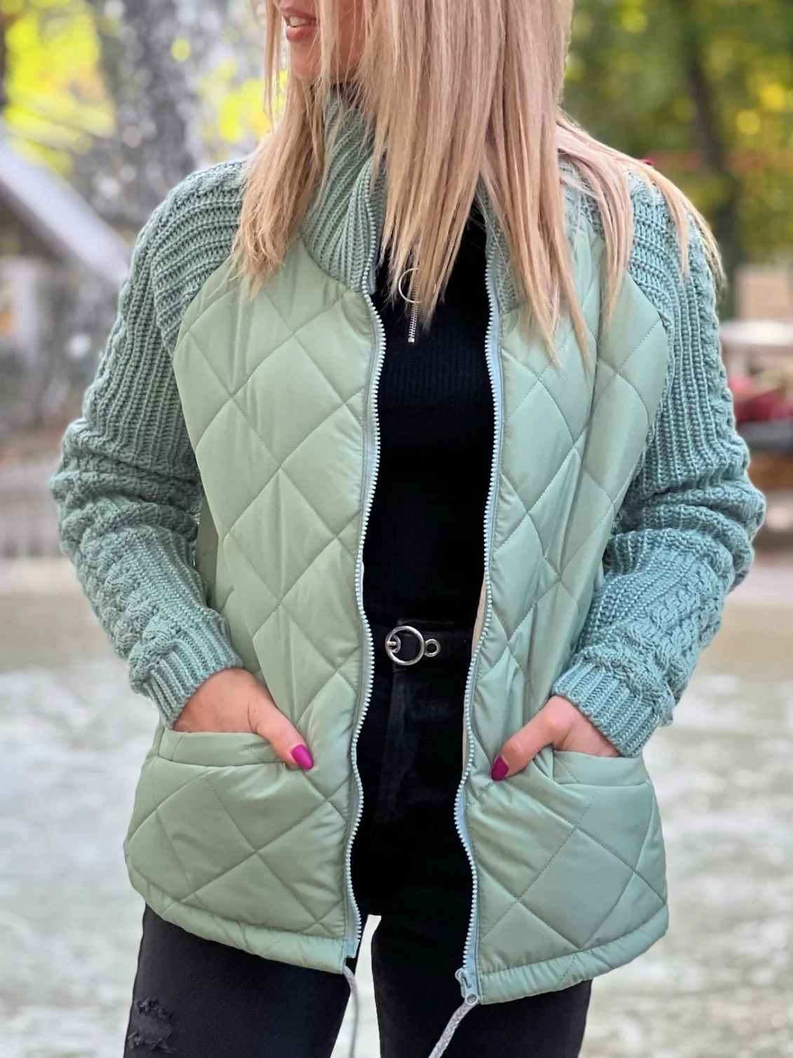 Mock Neck Loose Plain Casual Padded Jacket