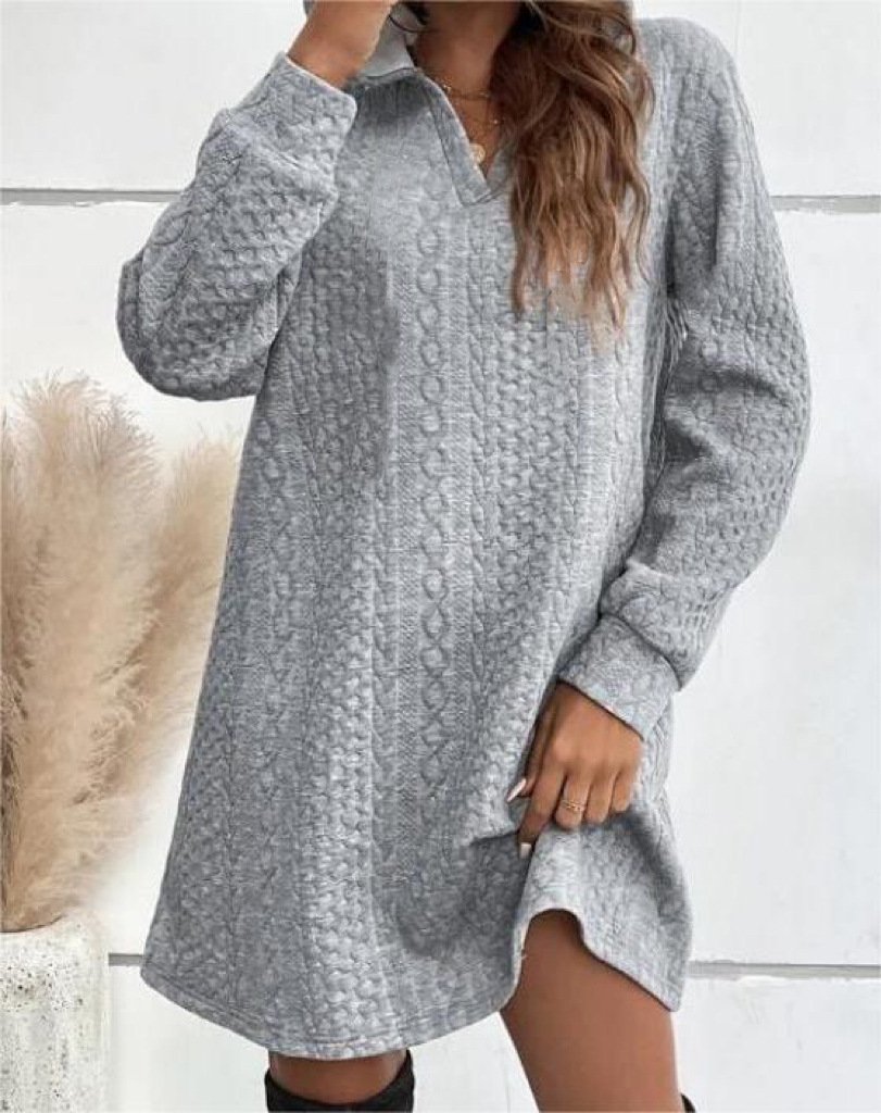 Hoodie Fluff/Granular Fleece Fabric Casual Dress With No