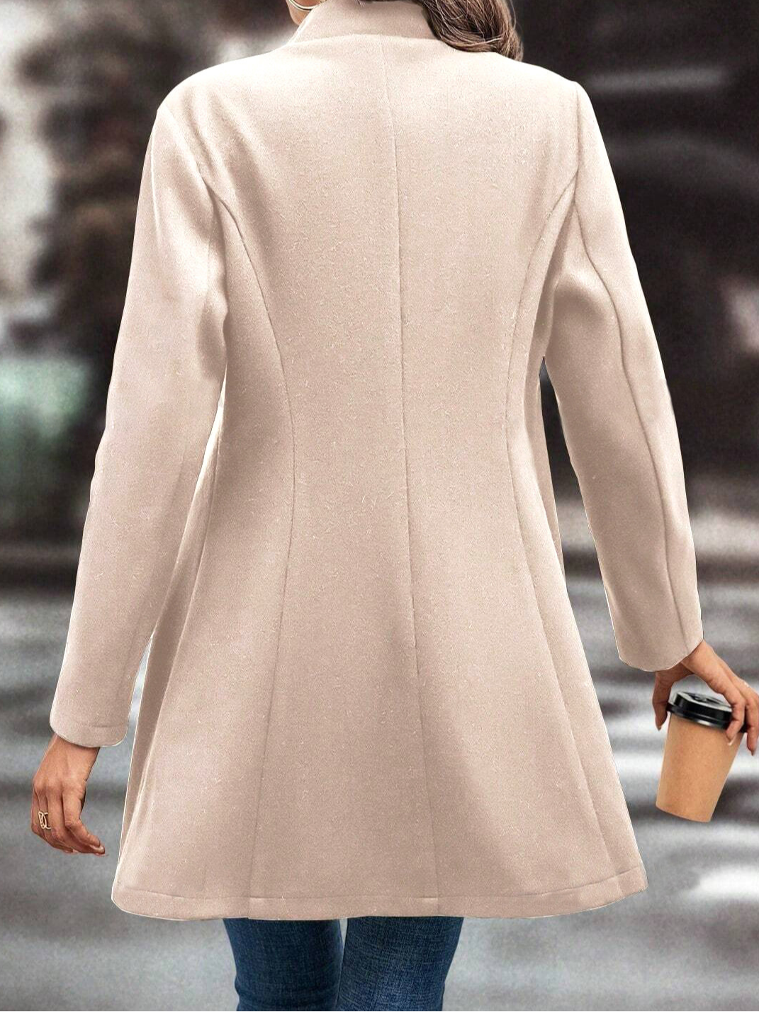 Loose Plain Shawl Collar Casual Coat