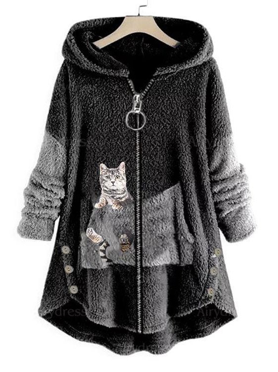 Casual Fluff/Granular Fleece Fabric Hoodie Teddy Jacket