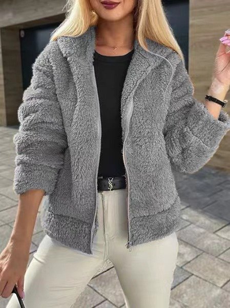 Casual Stand Collar Teddy Jacket