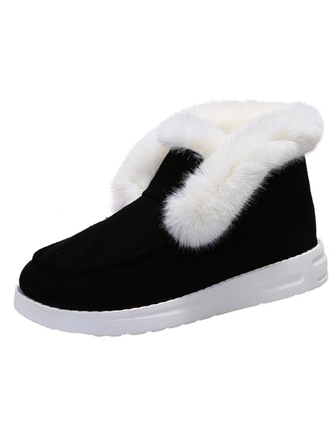 Simple Winter Plain Faux Suede Cotton-Padded Boots