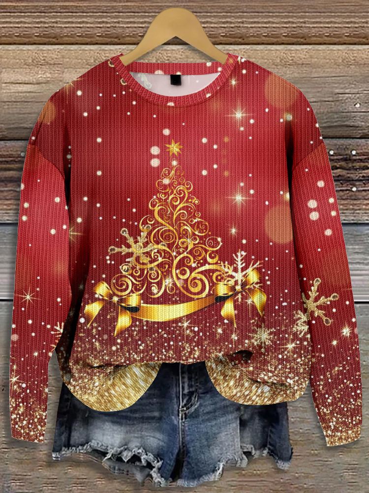 Christmas Casual Christmas Tree Crew Neck Sweater