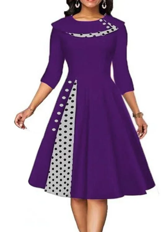 Polka Dots Casual Jersey Fit Dress