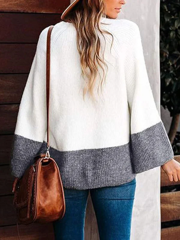 Color Block Casual Wool/Knitting Sweater