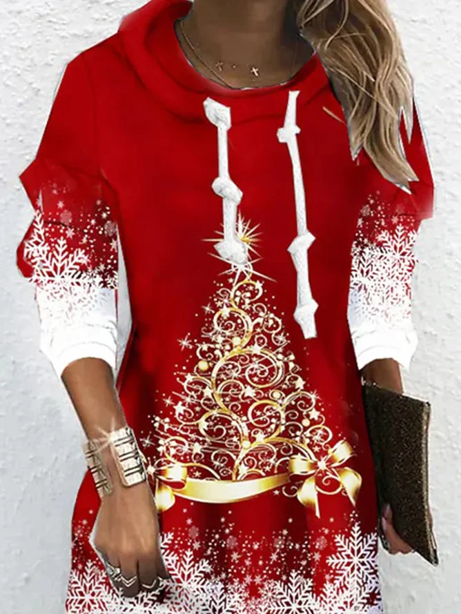 Christmas Casual Loose Long sleeve Tunic Dress