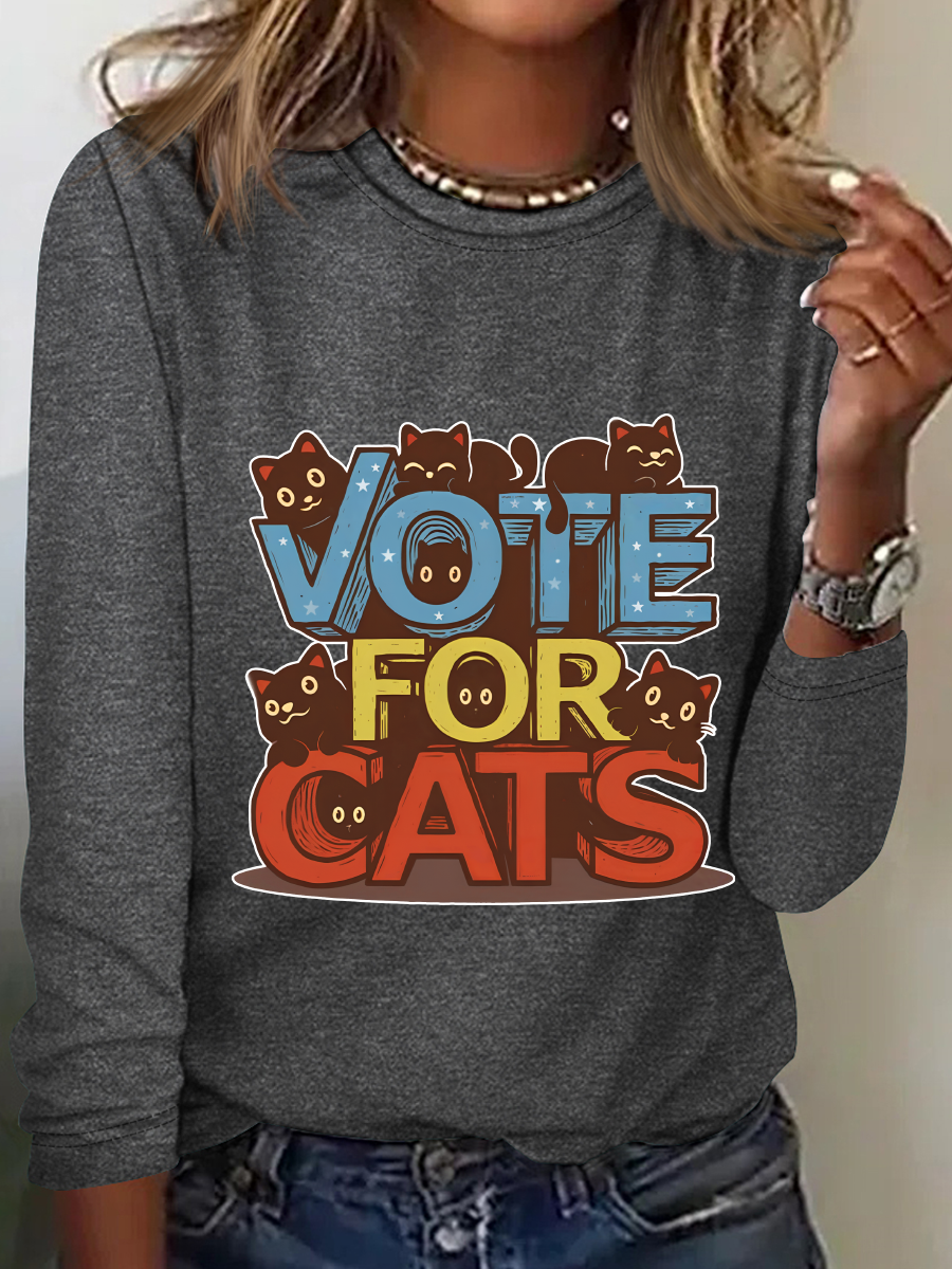 Vote For Cats Casual Long Sleeve Shirt