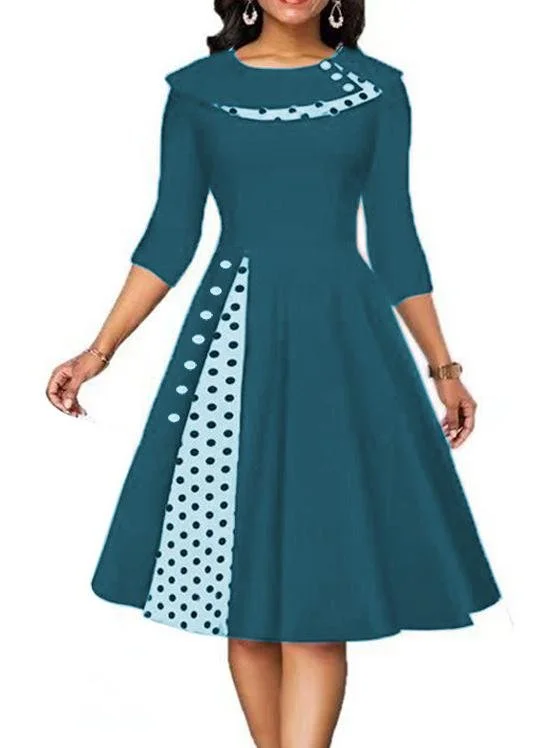 Polka Dots Casual Jersey Fit Dress