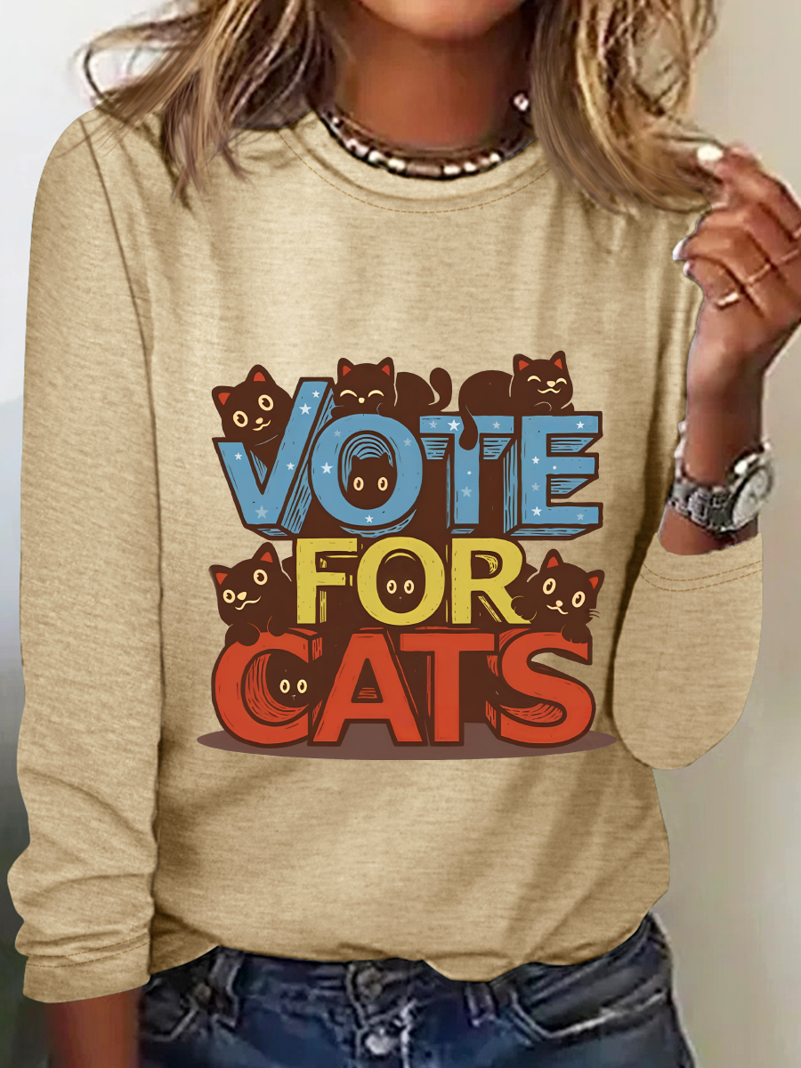 Vote For Cats Casual Long Sleeve Shirt