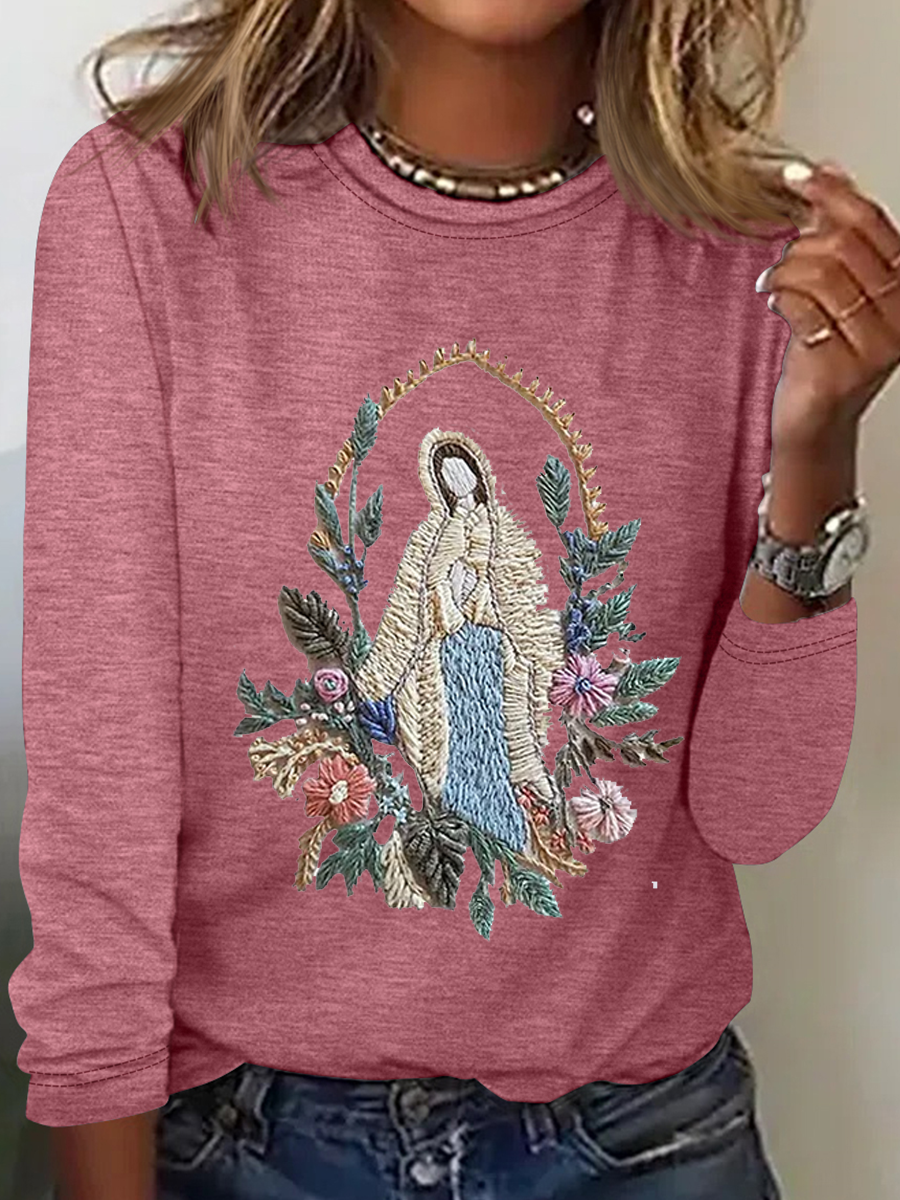 Women's Mary Faith Floral Print Long Sleeve T-Shirt