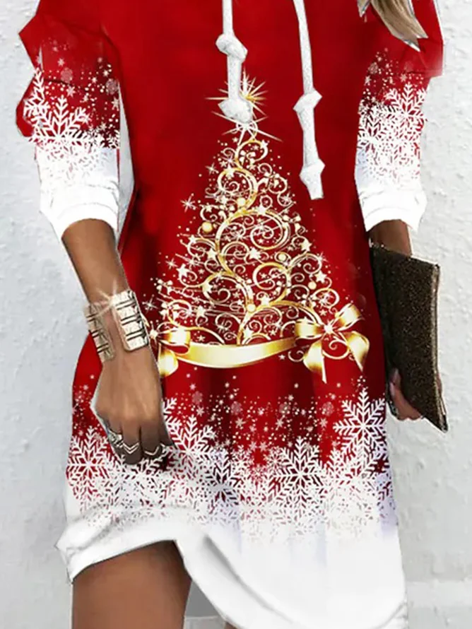 Christmas Casual Loose Long sleeve Tunic Dress