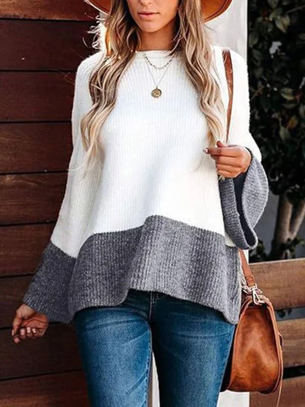 Color Block Casual Wool/Knitting Sweater