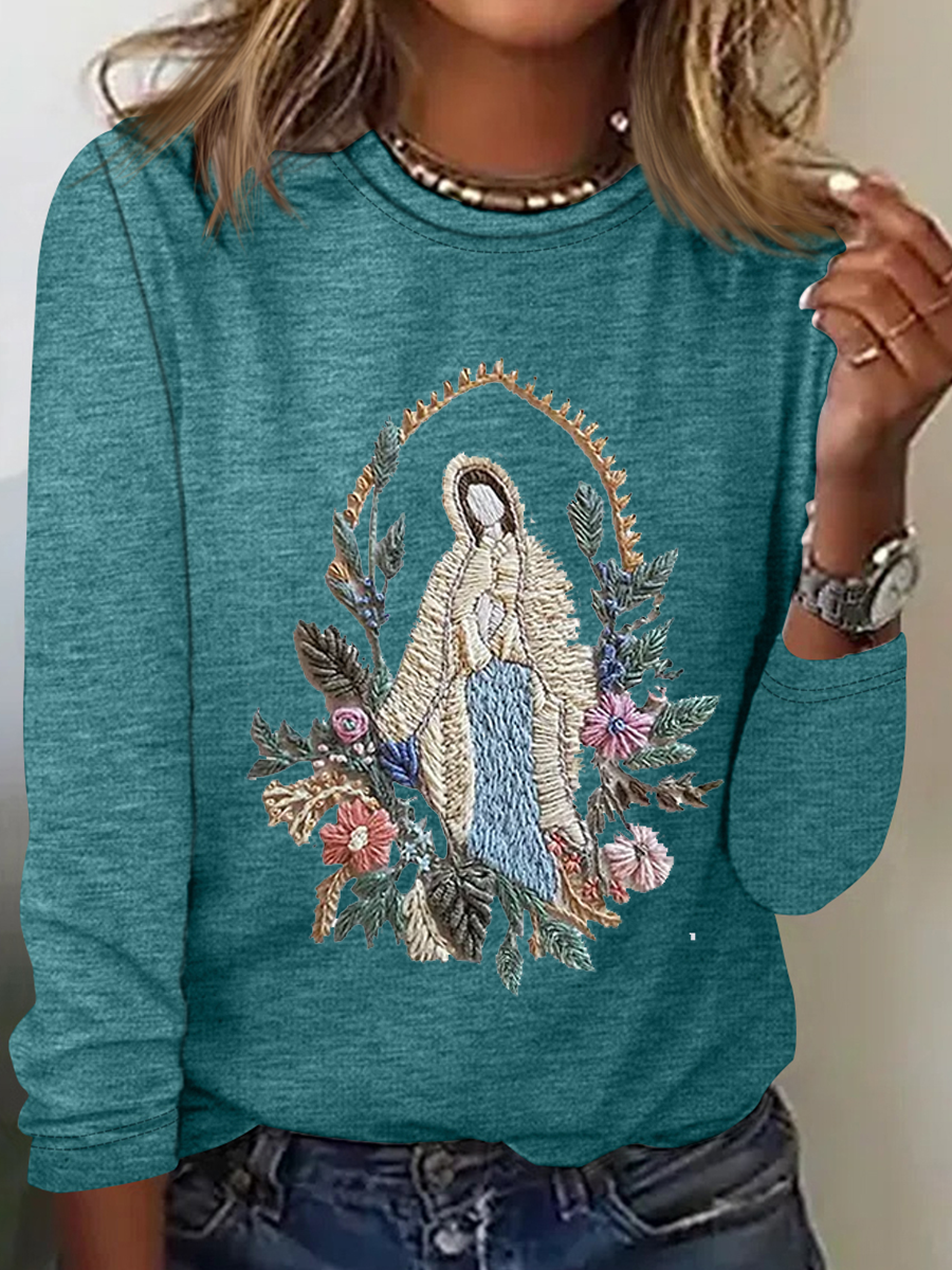 Women's Mary Faith Floral Print Long Sleeve T-Shirt