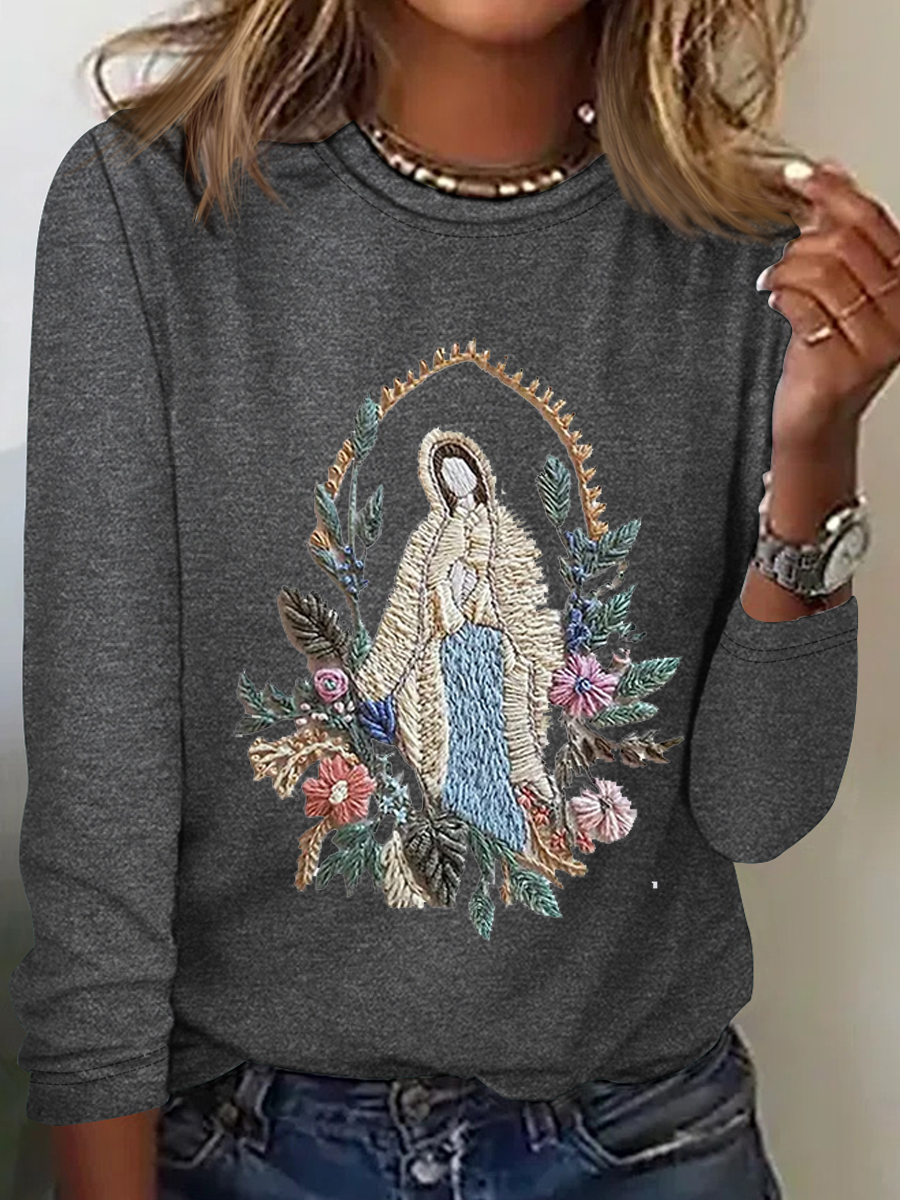 Women's Mary Faith Floral Print Long Sleeve T-Shirt