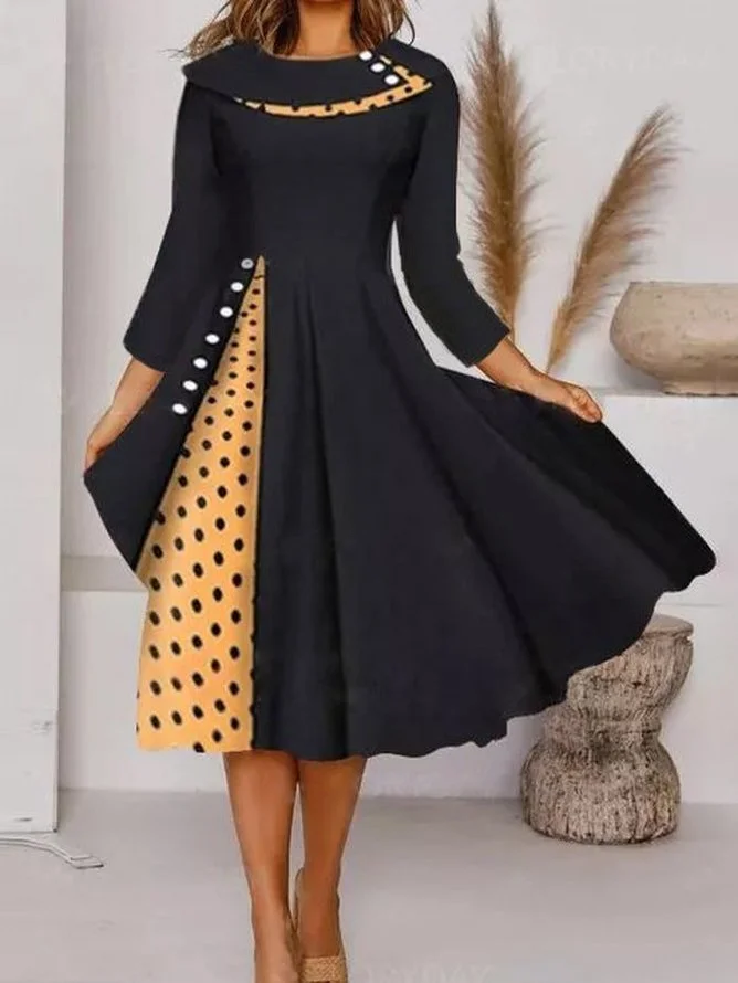 Polka Dots Casual Jersey Fit Dress