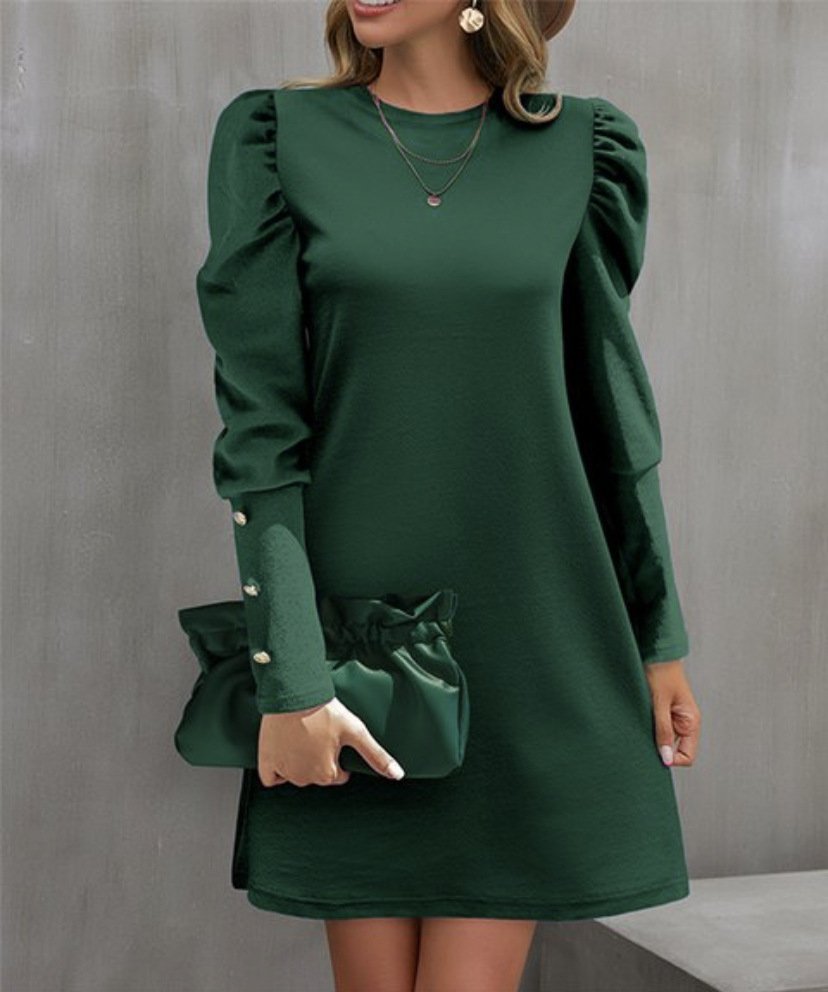 Women's Crew Neck Casual Midi H-Line Dress