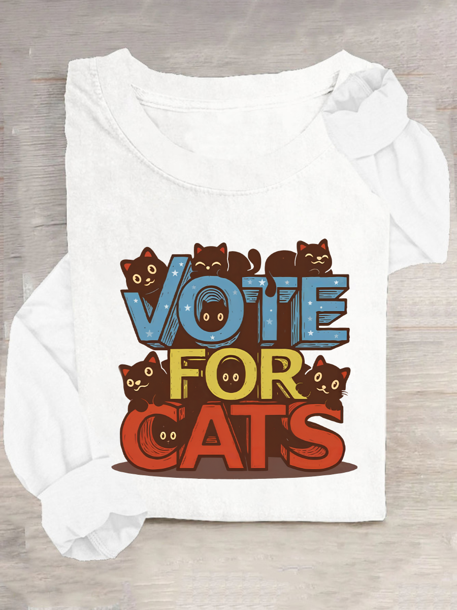 Vote For Cats Casual Long Sleeve Shirt