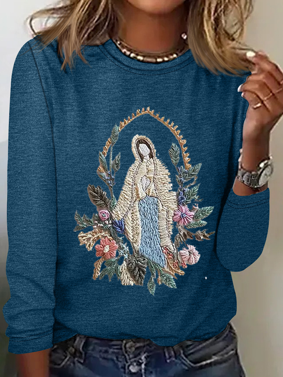 Women's Mary Faith Floral Print Long Sleeve T-Shirt