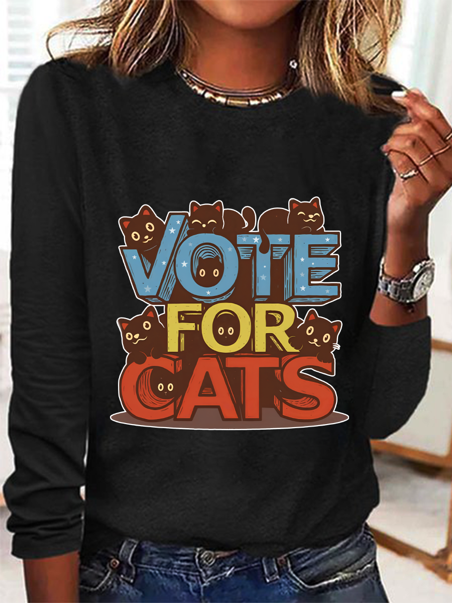 Vote For Cats Casual Long Sleeve Shirt