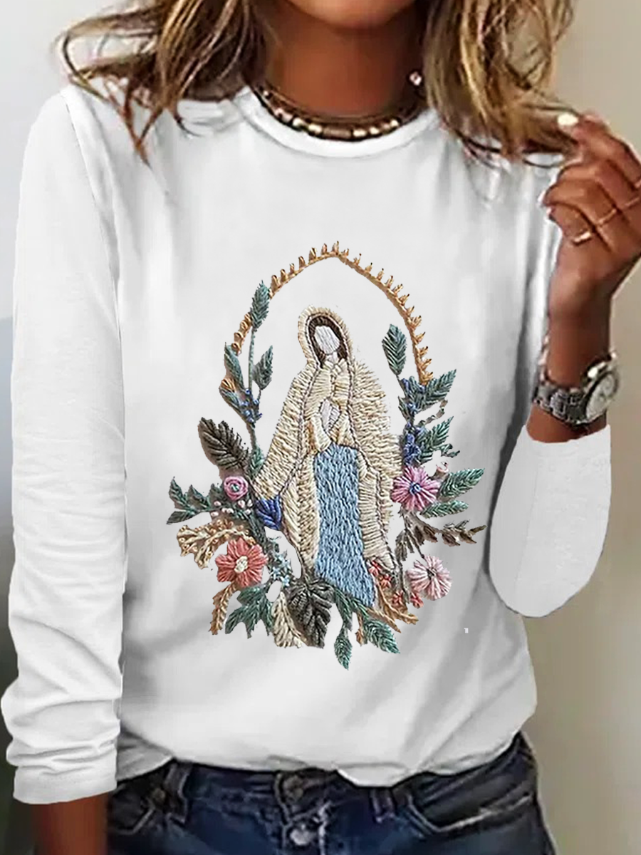 Women's Mary Faith Floral Print Long Sleeve T-Shirt